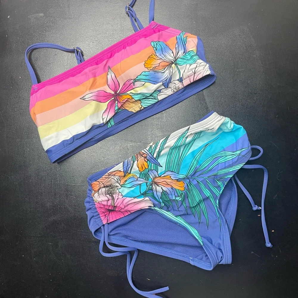 Hobie Girls Colorful Floral Bikini Set